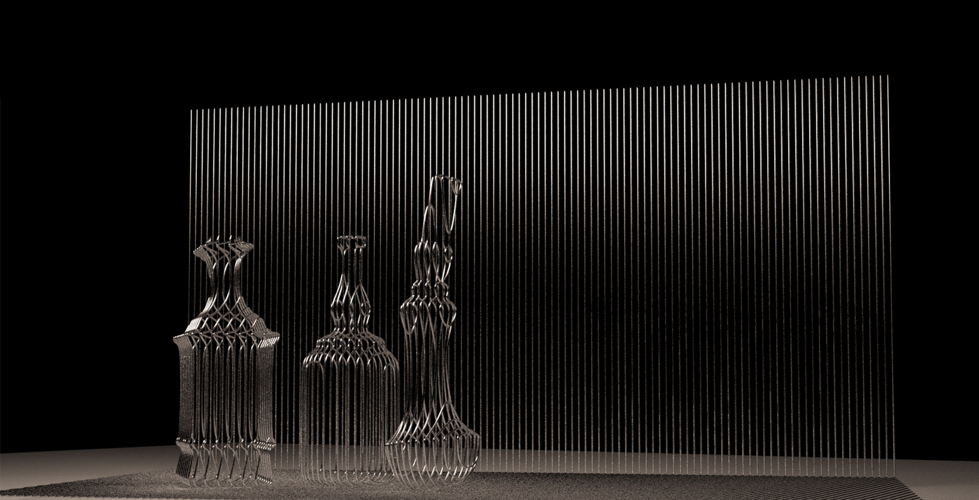 Morandi's Sisters stainless steel installation Eli Kuslansky